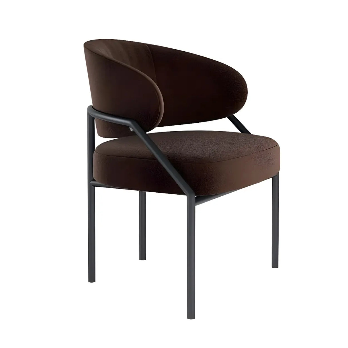 Open Back Iron Leg Faux Leather Dining Side Chair Image - 2