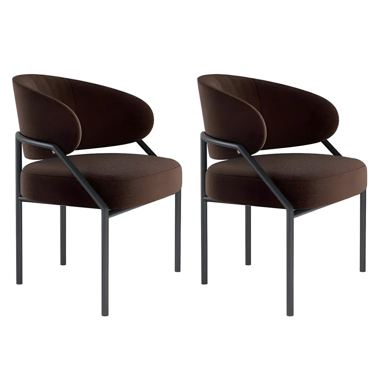 Open Back Iron Leg Faux Leather Dining Side Chair Image - 3