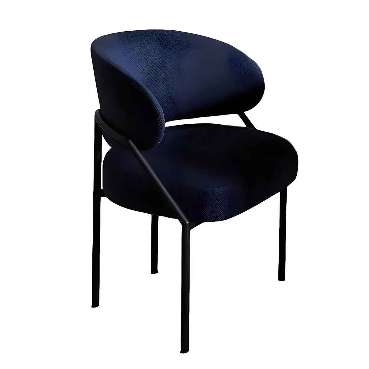 Open Back Iron Leg Faux Leather Dining Side Chair Image - 8