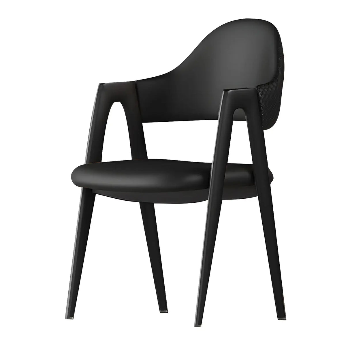 Open Back Leather Dining Arm Chair with Metal Leg Image - 9