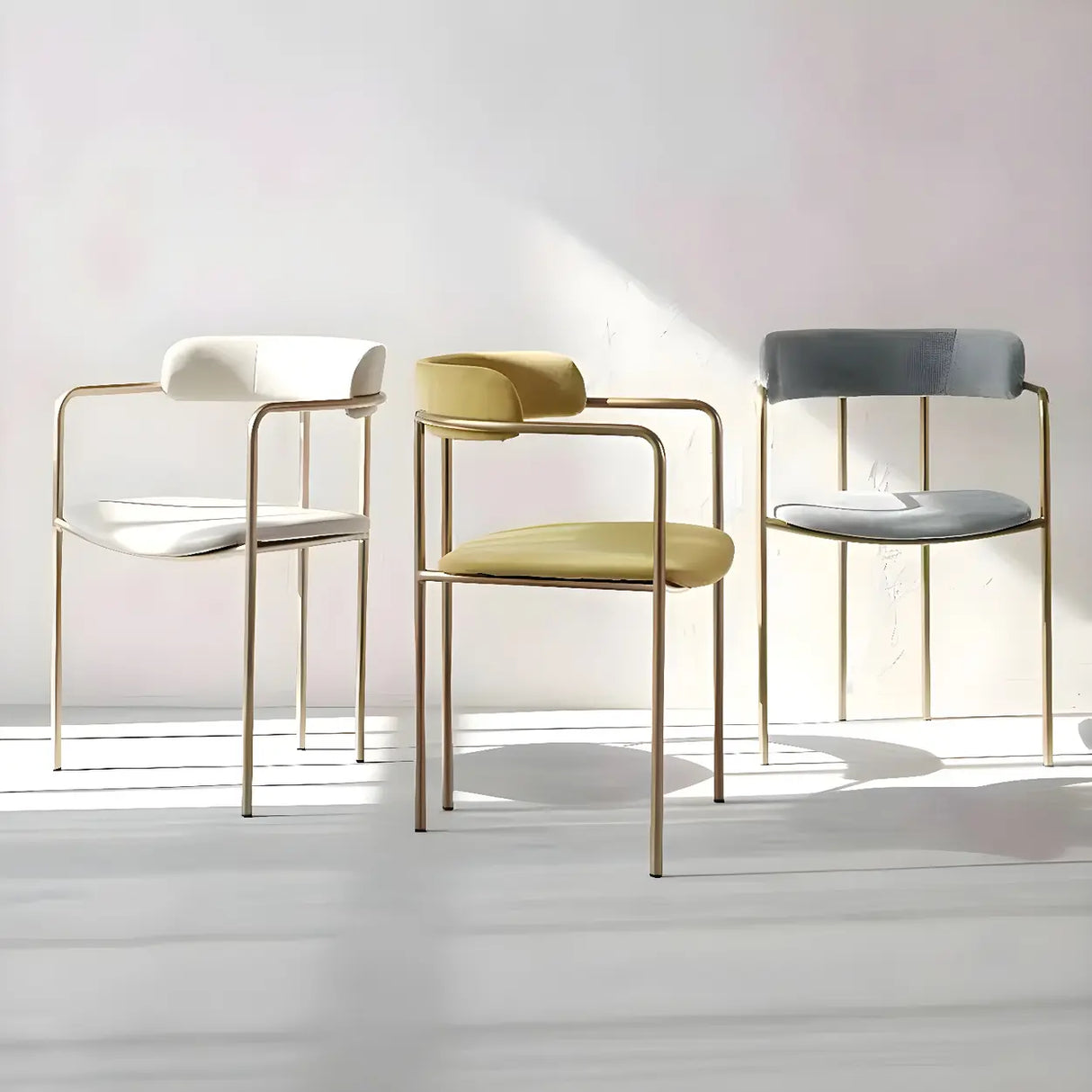 Open Back Microfiber Upholstered Dining Arm Chair Image - 1