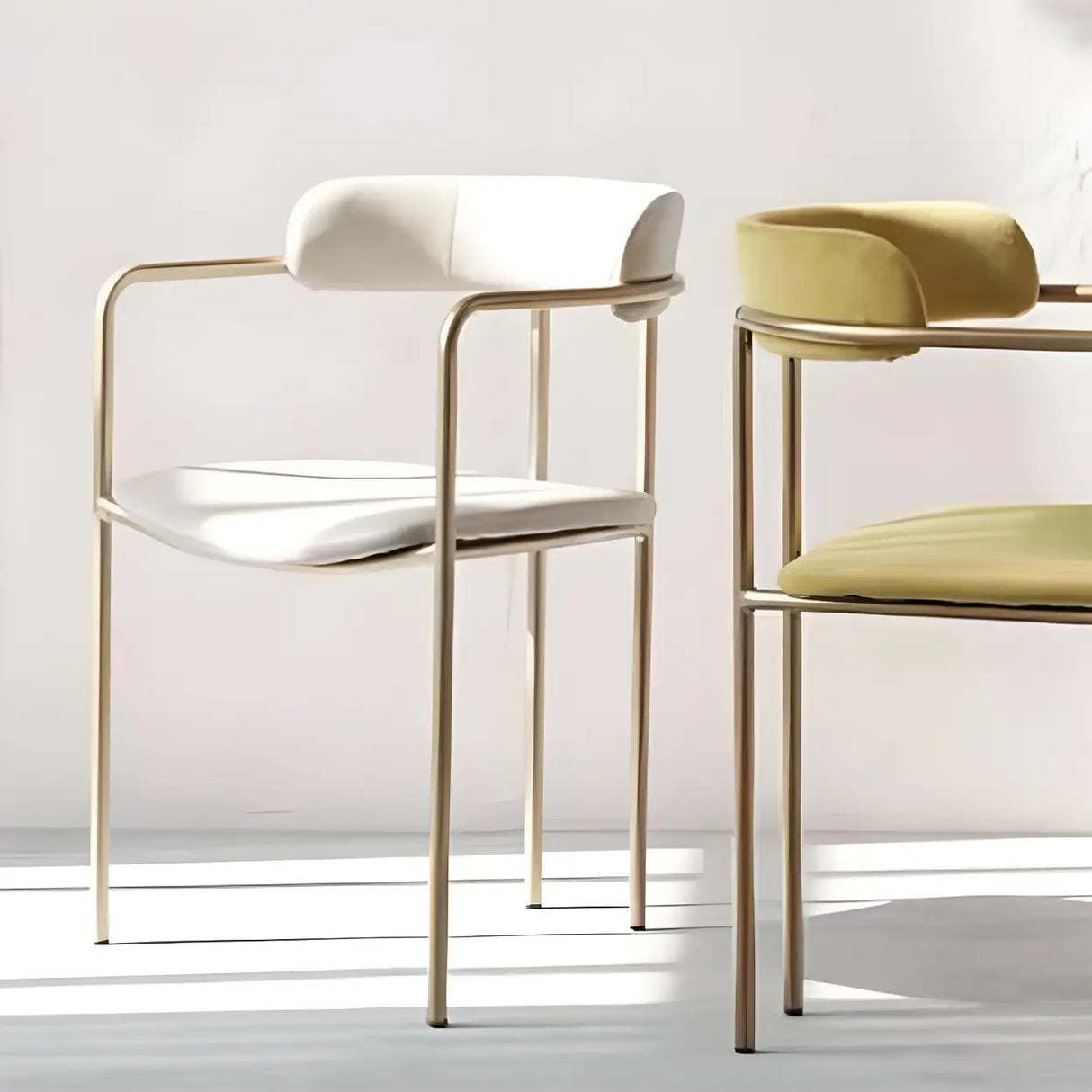 Open Back Microfiber Upholstered Dining Arm Chair Image - 3