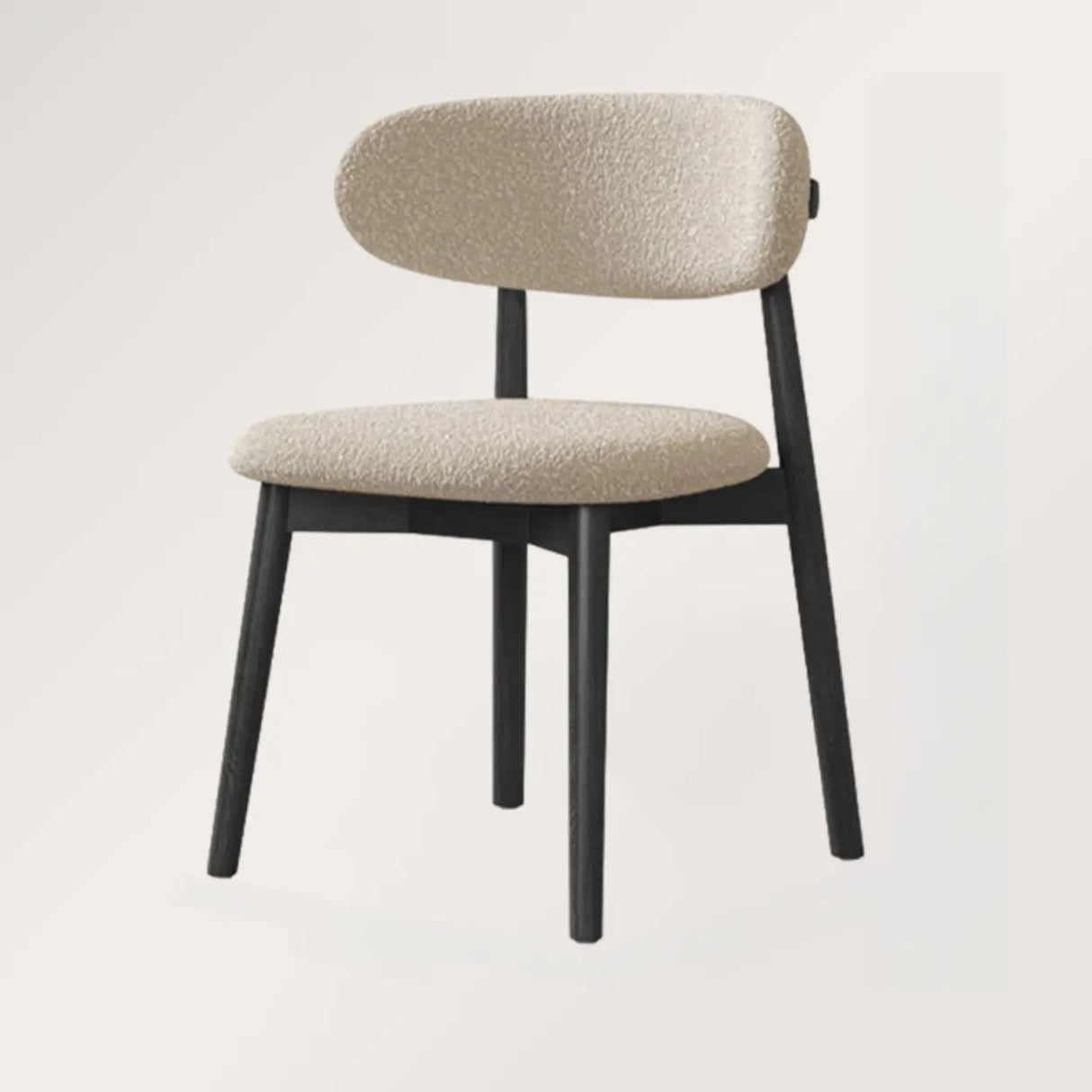 Open Back Round Padded Seating Wood Dining Chair Beige Image - 10