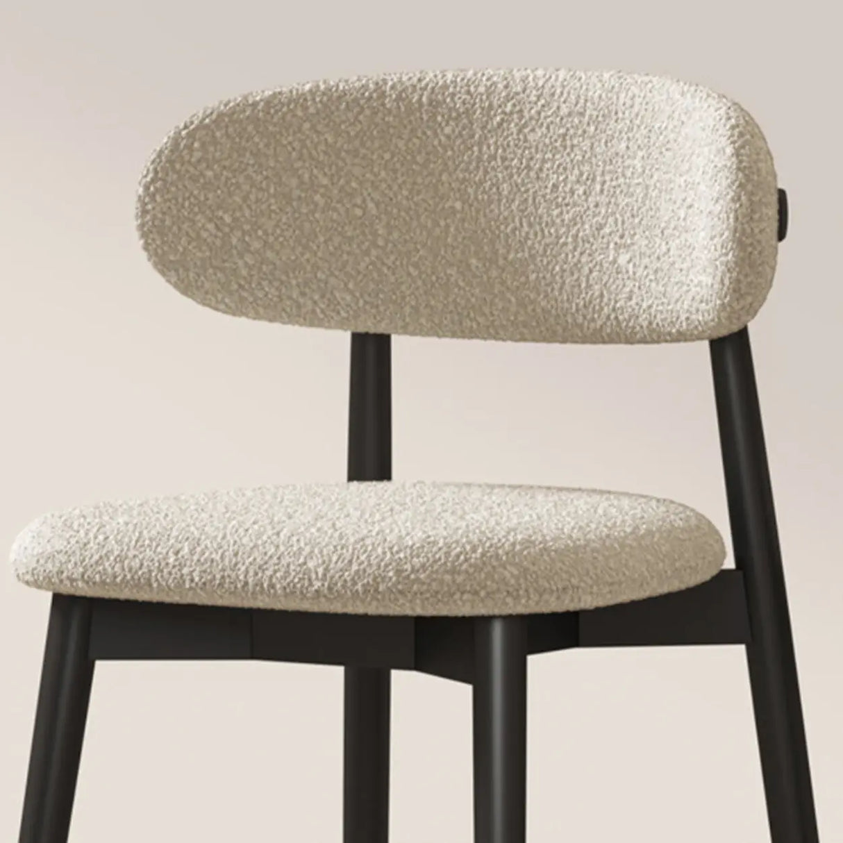 Open Back Round Padded Seating Wood Dining Chair Beige Image - 12