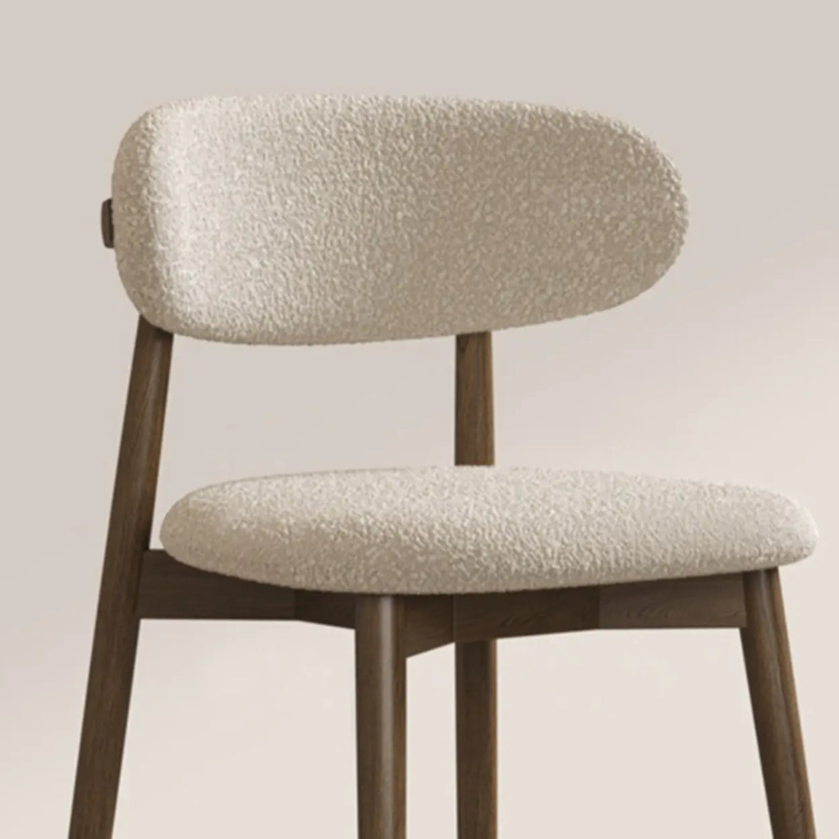 Open Back Round Padded Seating Wood Dining Chair Beige Image - 13