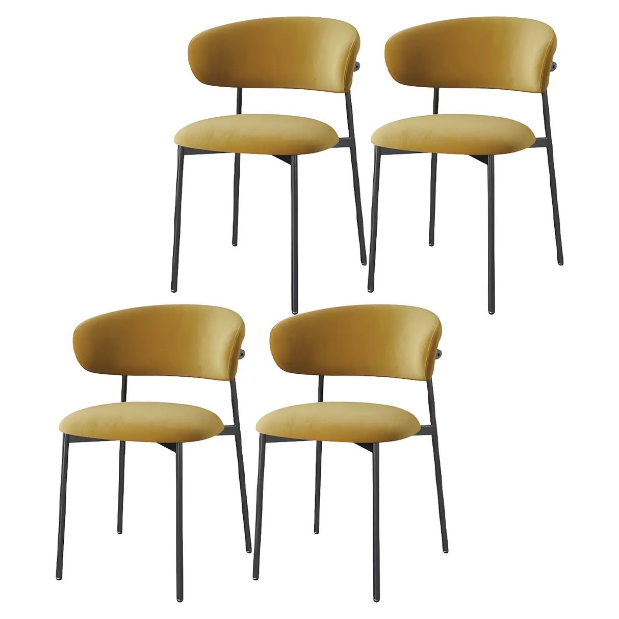 Open Back Velour Dining Side Chair with Metal Legs Image - 11