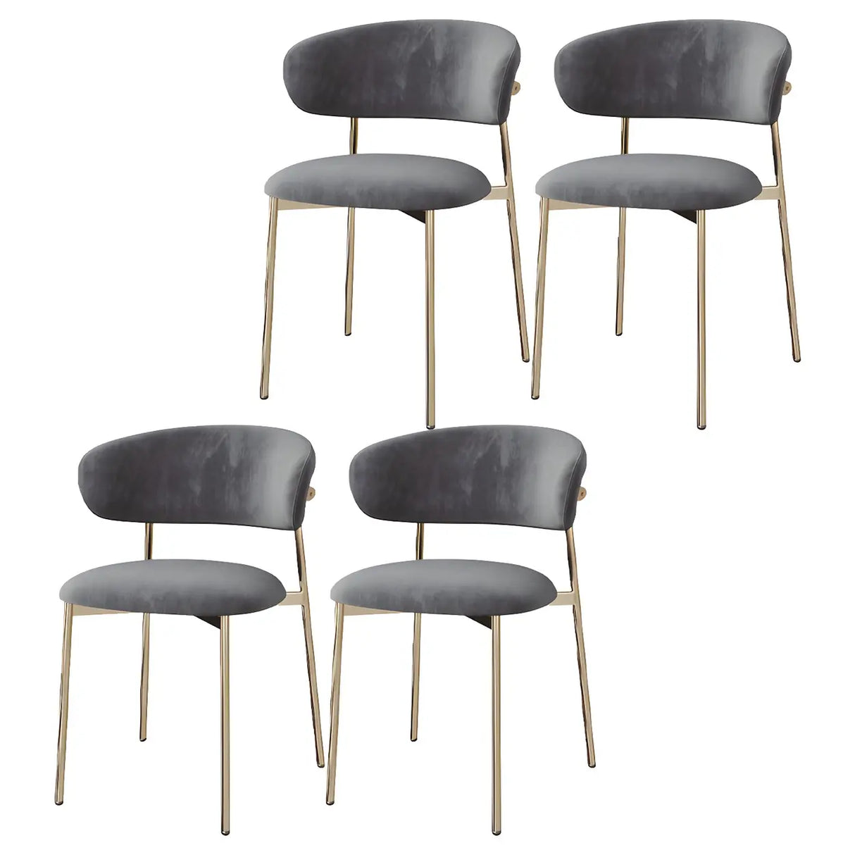 Open Back Velour Dining Side Chair with Metal Legs Image - 18