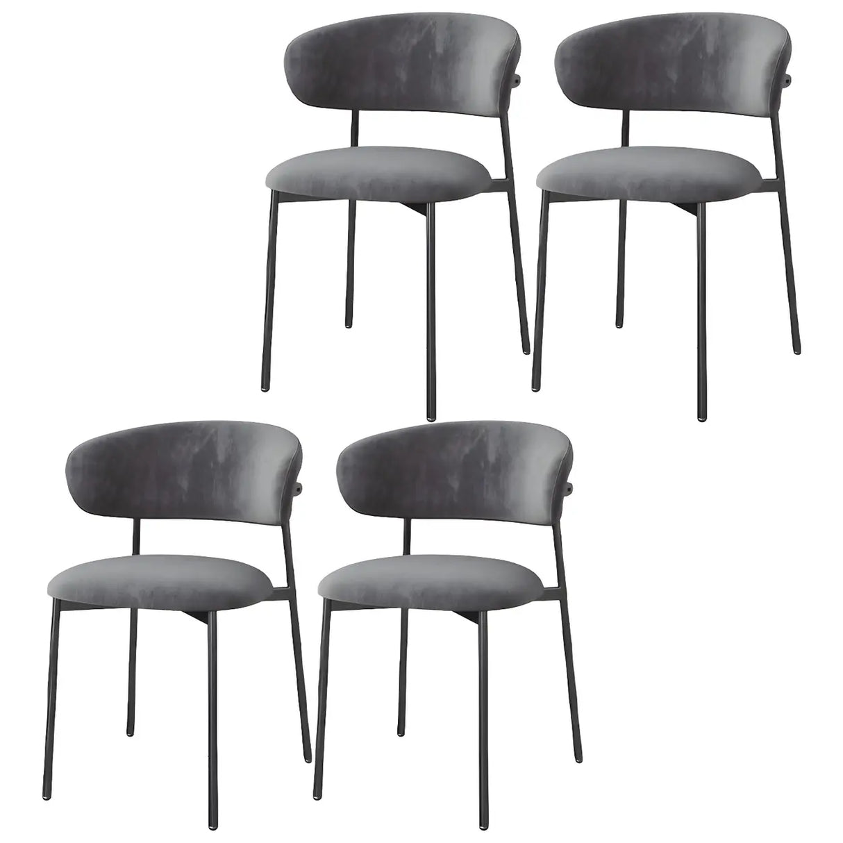 Open Back Velour Dining Side Chair with Metal Legs Image - 19
