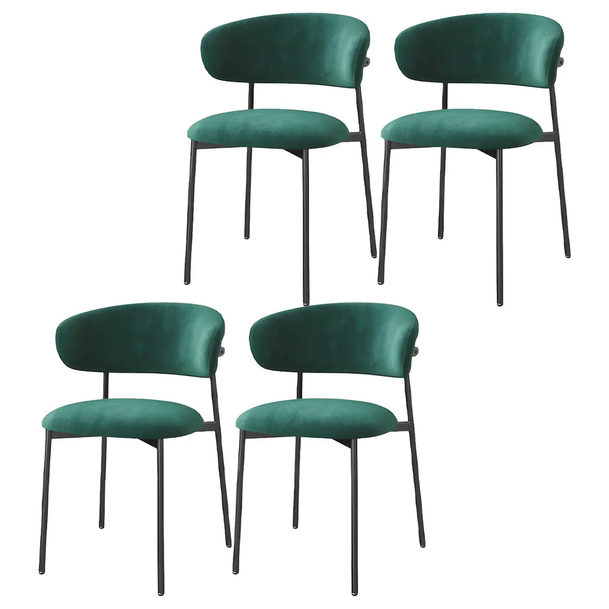 Open Back Velour Dining Side Chair with Metal Legs Image - 25