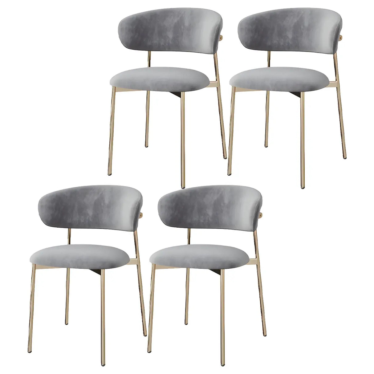 Open Back Velour Dining Side Chair with Metal Legs Image - 20