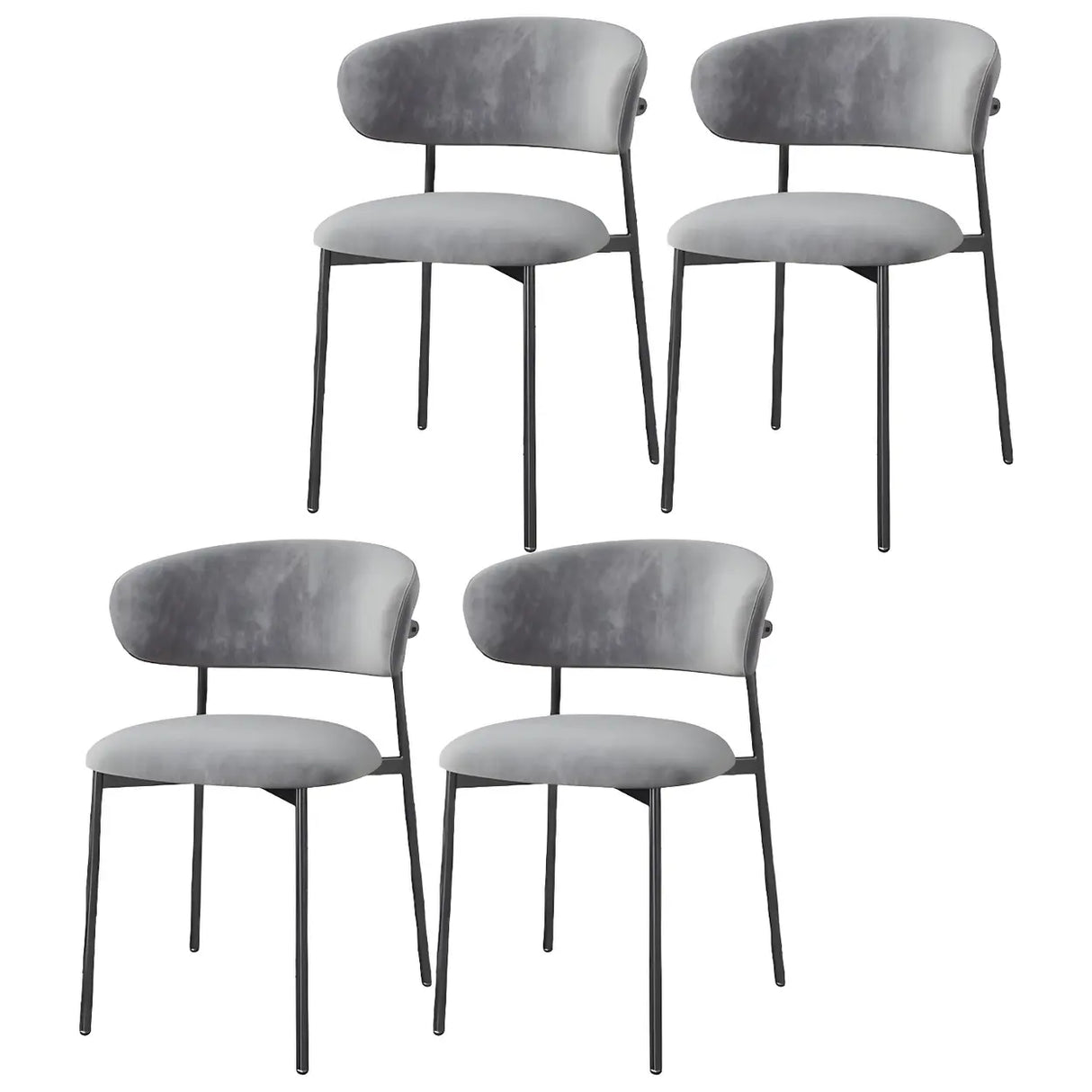 Open Back Velour Dining Side Chair with Metal Legs Image - 21