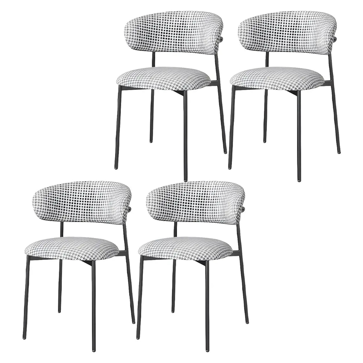 Open Back Velour Dining Side Chair with Metal Legs Image - 23