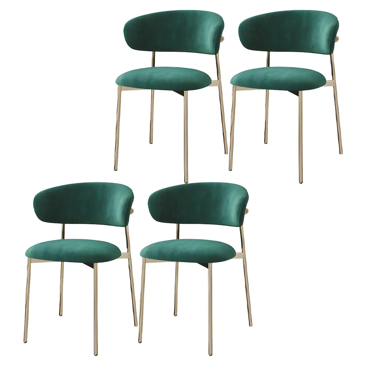 Open Back Velour Dining Side Chair with Metal Legs Image - 24
