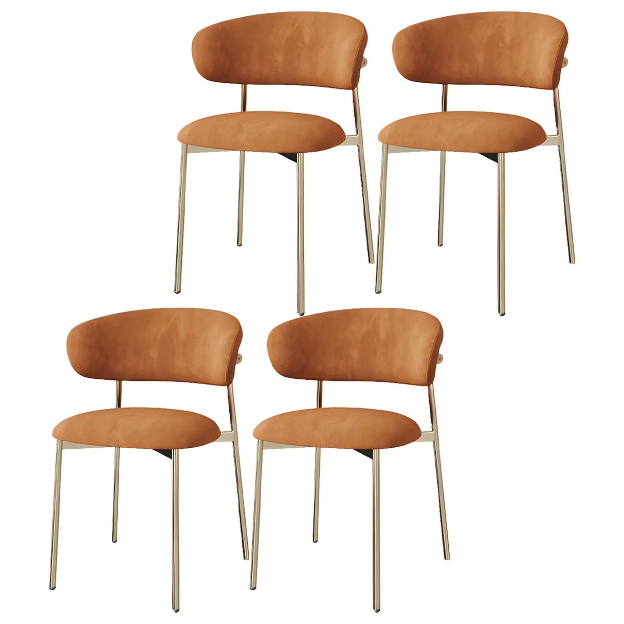 Open Back Velour Dining Side Chair with Metal Legs Image - 2