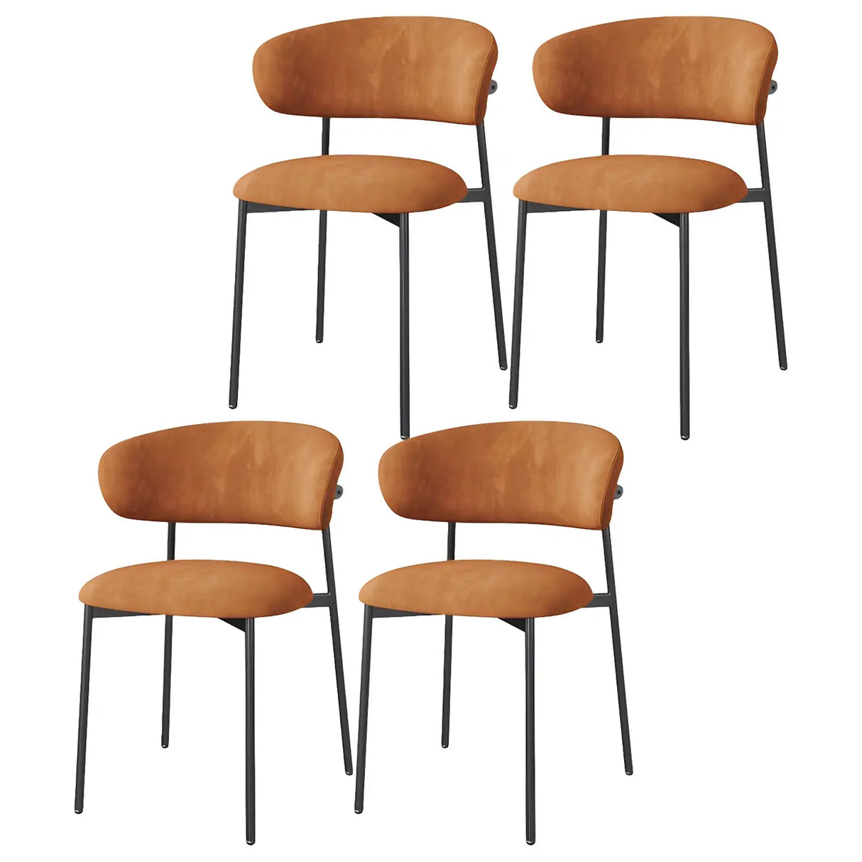 Open Back Velour Dining Side Chair with Metal Legs Image - 3