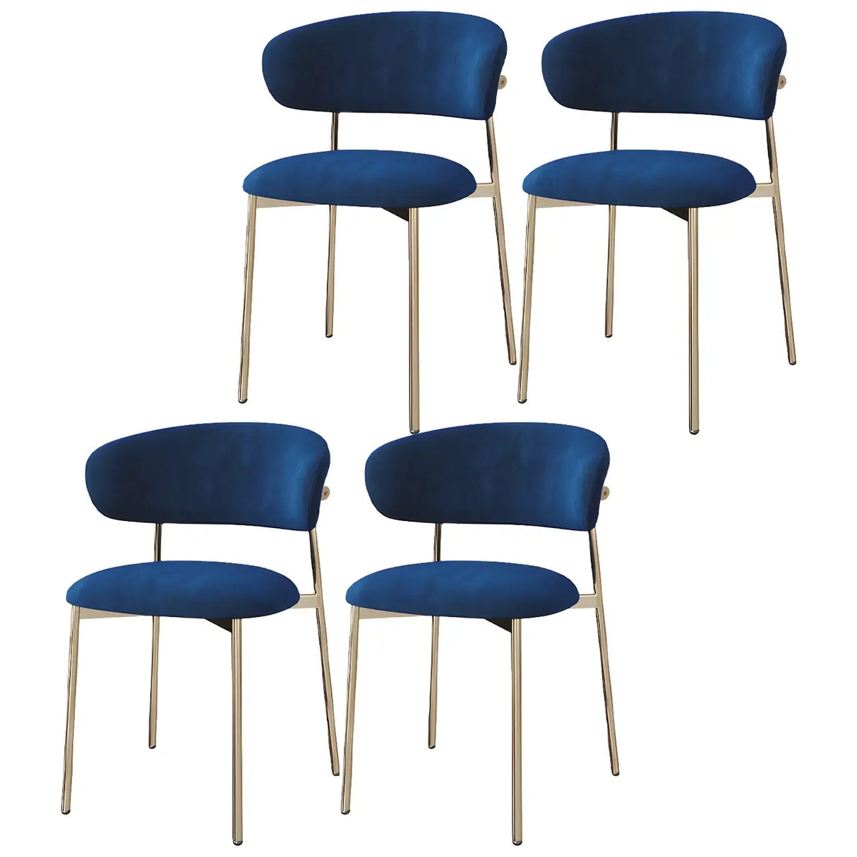 Open Back Velour Dining Side Chair with Metal Legs Image - 5