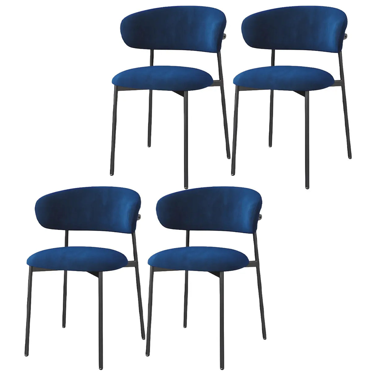 Open Back Velour Dining Side Chair with Metal Legs Image - 7
