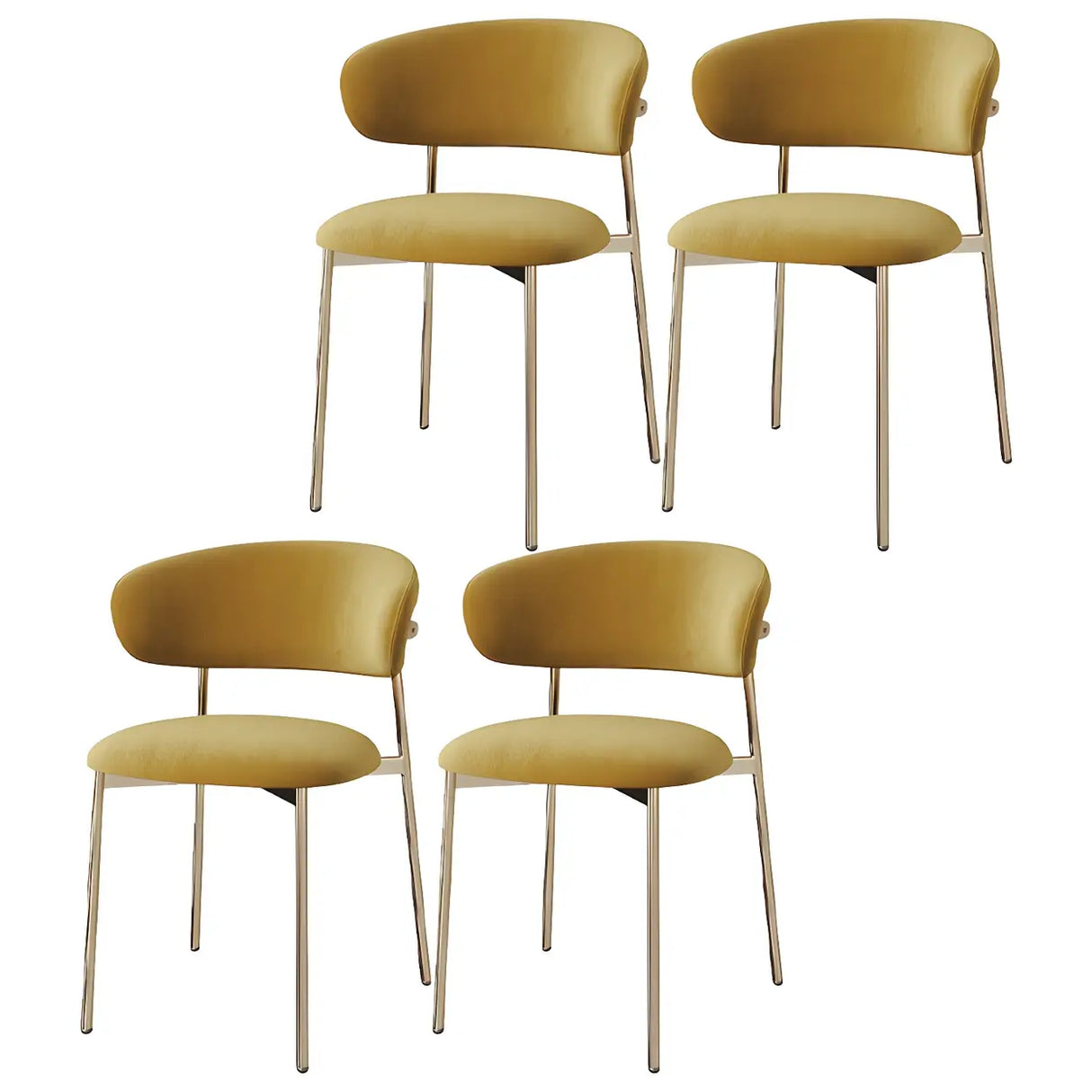 Open Back Velour Dining Side Chair with Metal Legs Image - 9