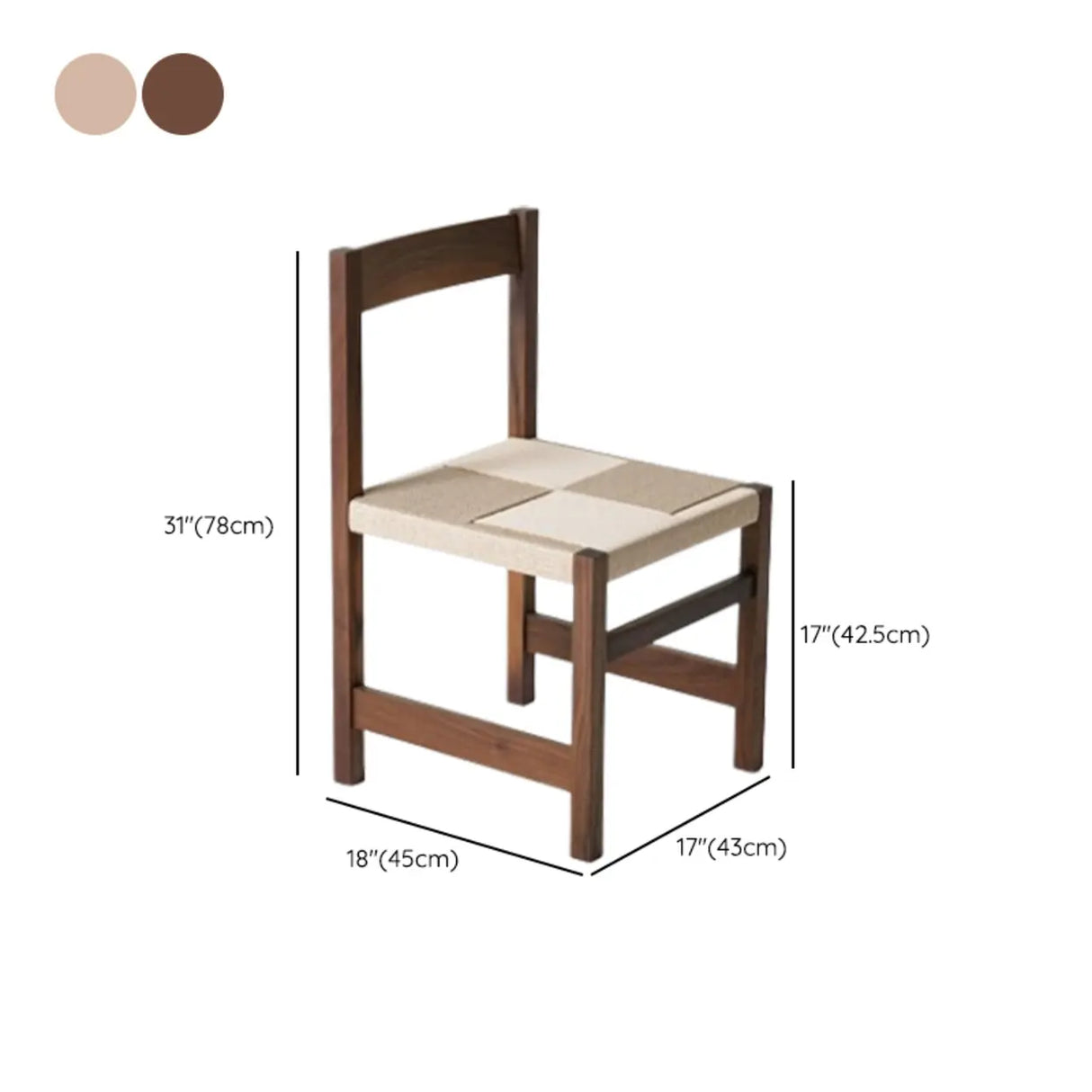 Open Braided Rope Seat Rectangle Wood Dining Chair