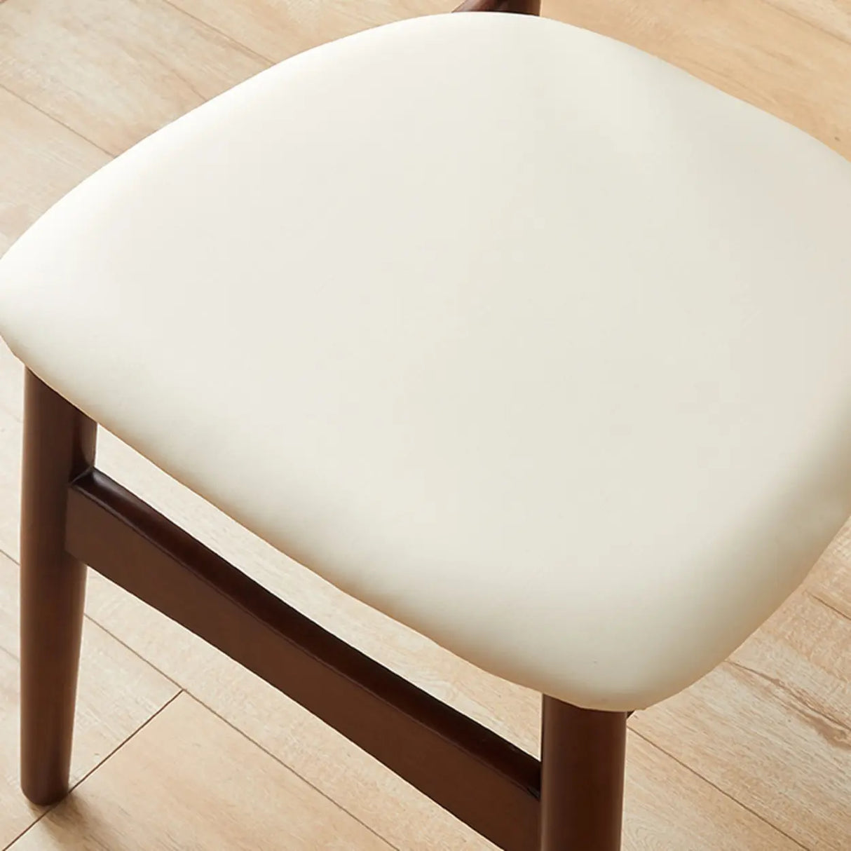 Open Cane Back Faux Leather Seating Wood Dining Chairs Image - 10