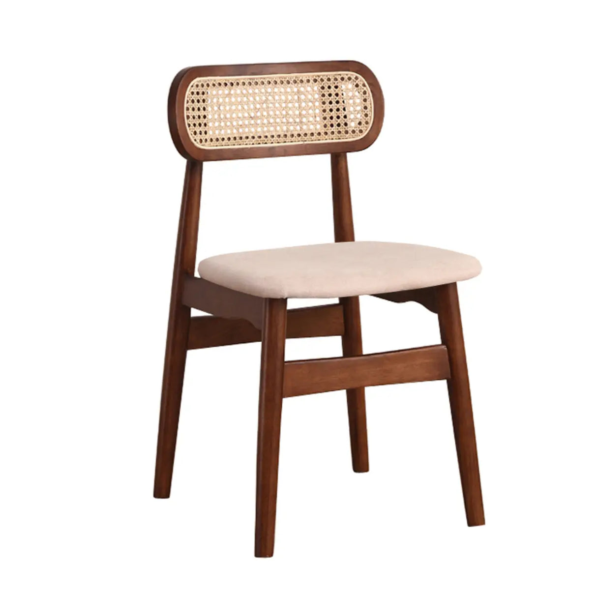 Open Cane Back Faux Leather Seating Wood Dining Chairs Image - 13