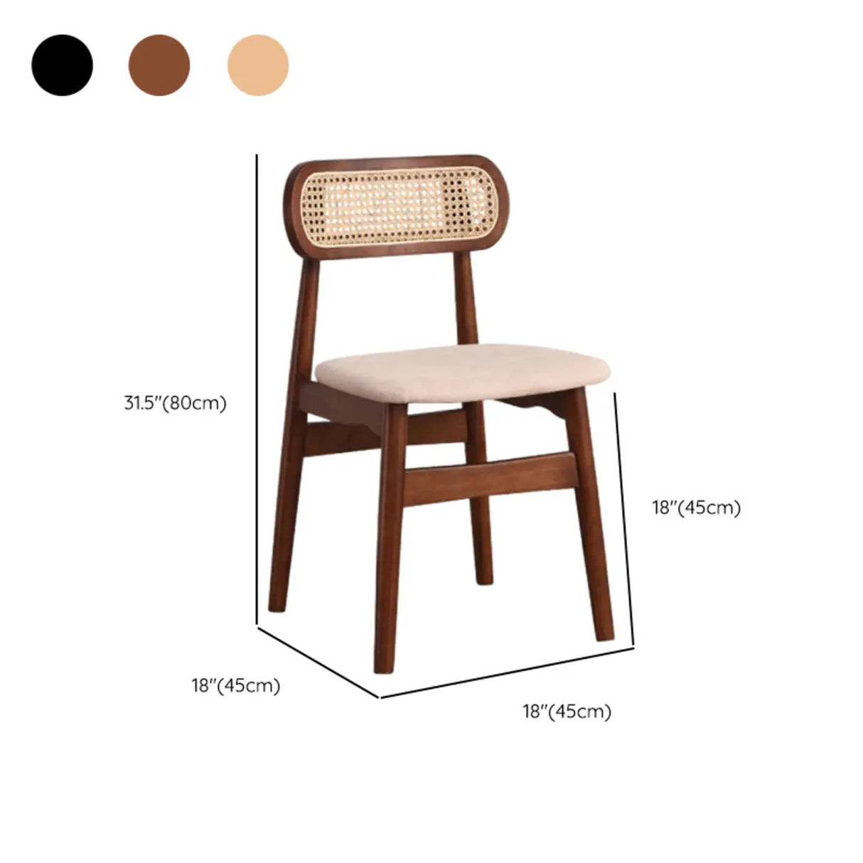 Open Cane Back Faux Leather Seating Wood Dining Chairs Image - 17