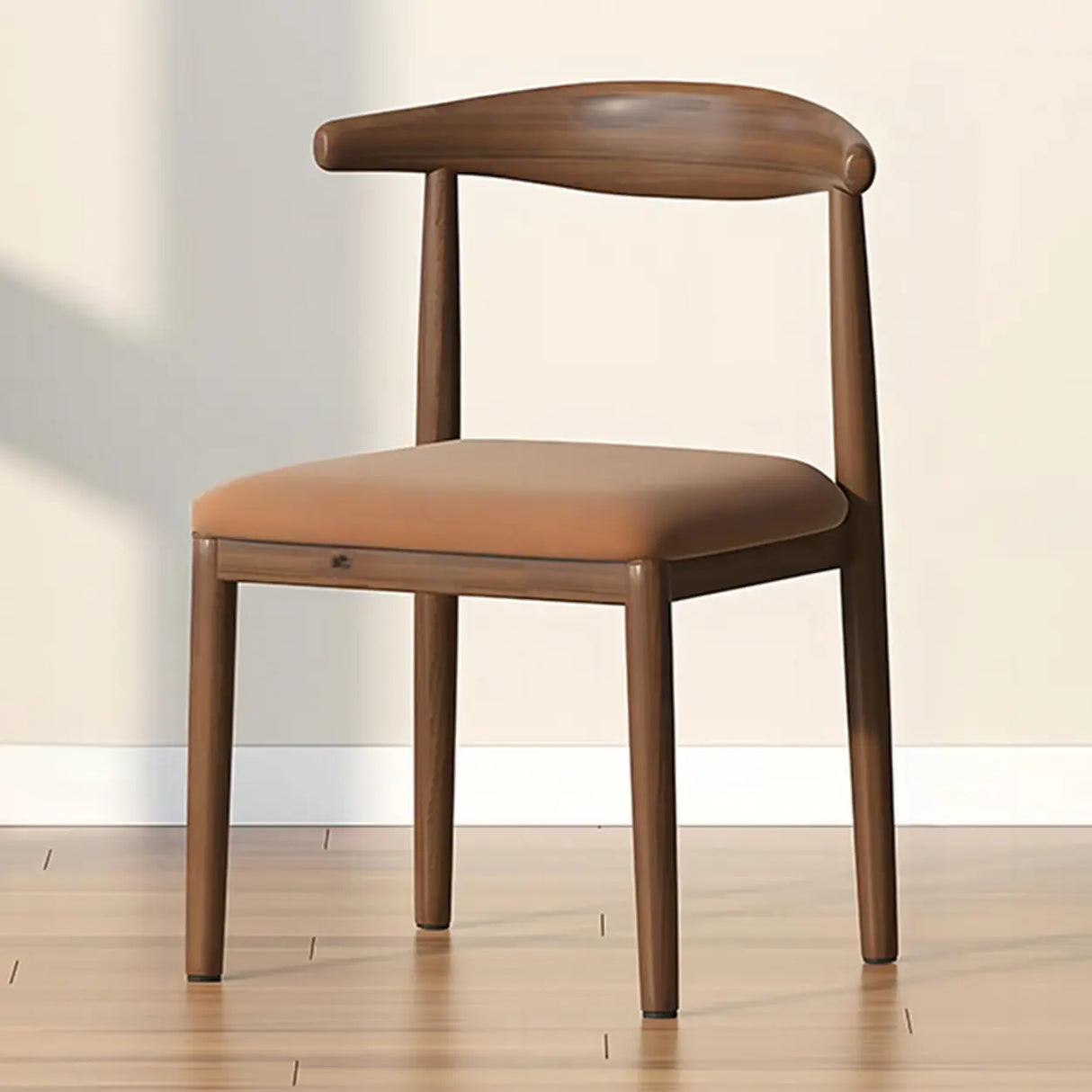 Open Curved Back Cotton Upholstery Side Dining Chair Image - 12