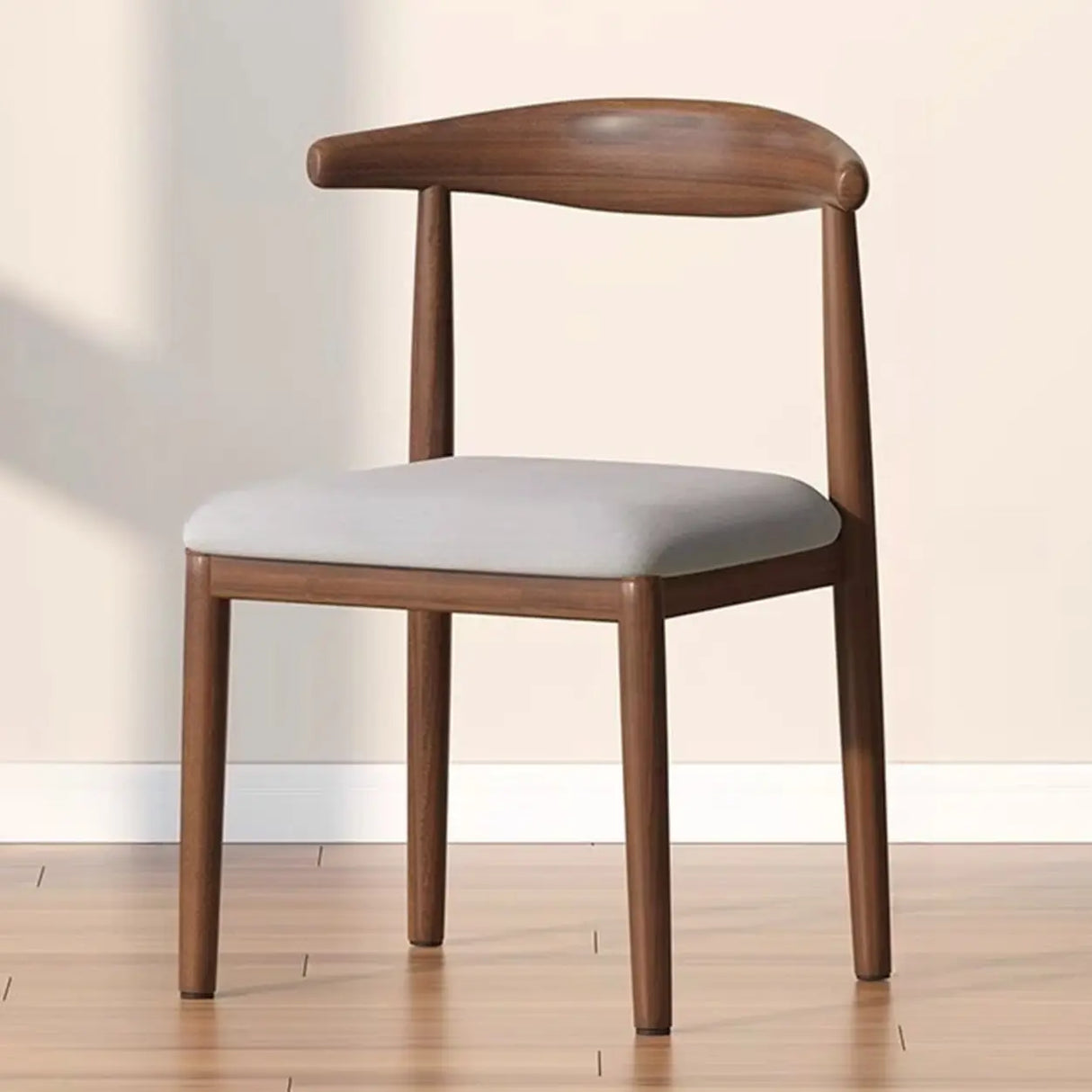 Open Curved Back Cotton Upholstery Side Dining Chair Image - 13