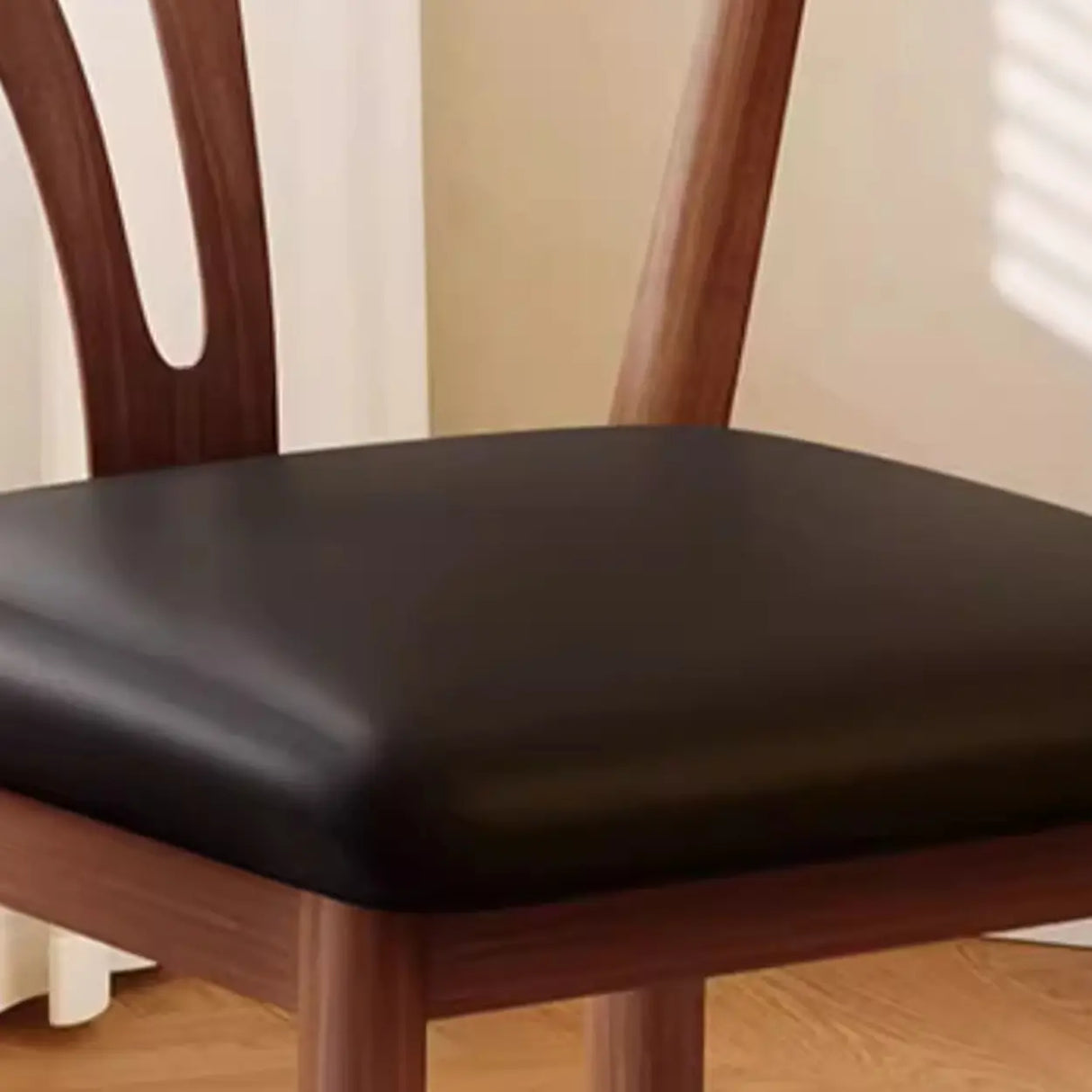 Open Curved Back Cotton Upholstery Side Dining Chair Image - 23