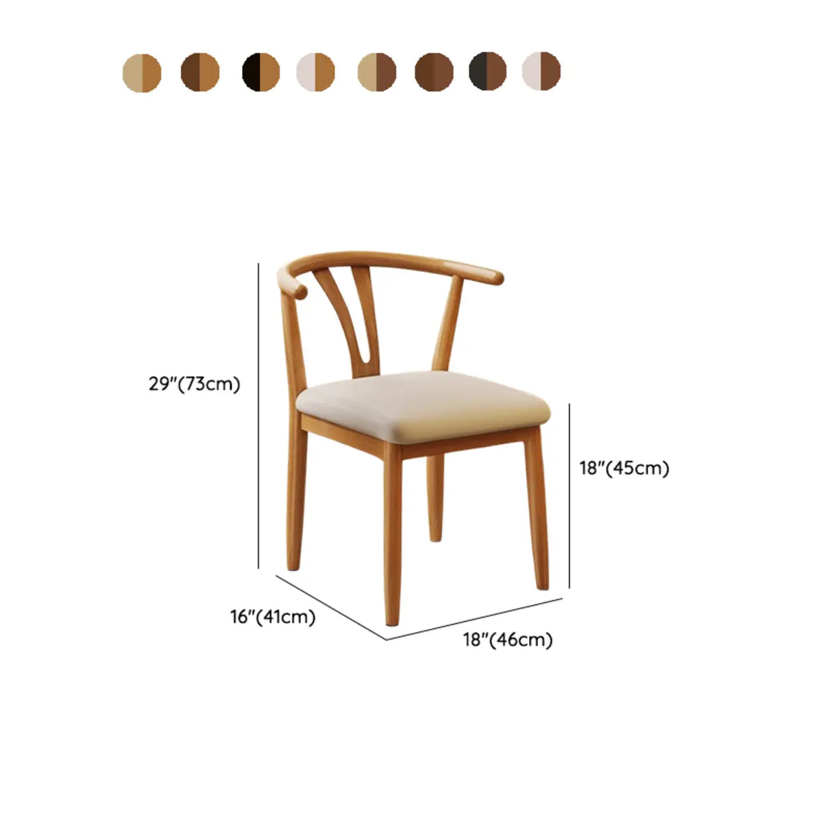 Open Curved Back Cotton Upholstery Side Dining Chair