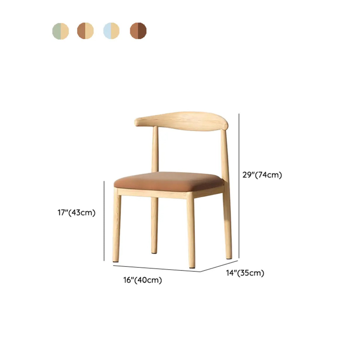 Open Curved Back Cotton Upholstery Side Dining Chair Image - 26