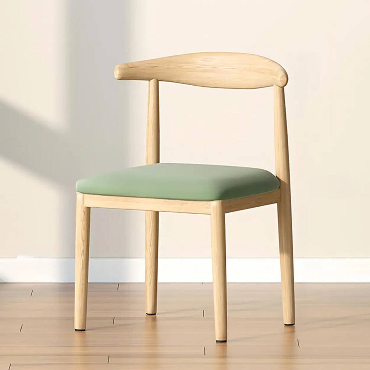 Open Curved Back Cotton Upholstery Side Dining Chair Image - 6