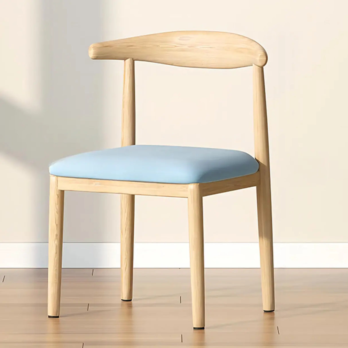 Open Curved Back Cotton Upholstery Side Dining Chair Image - 8