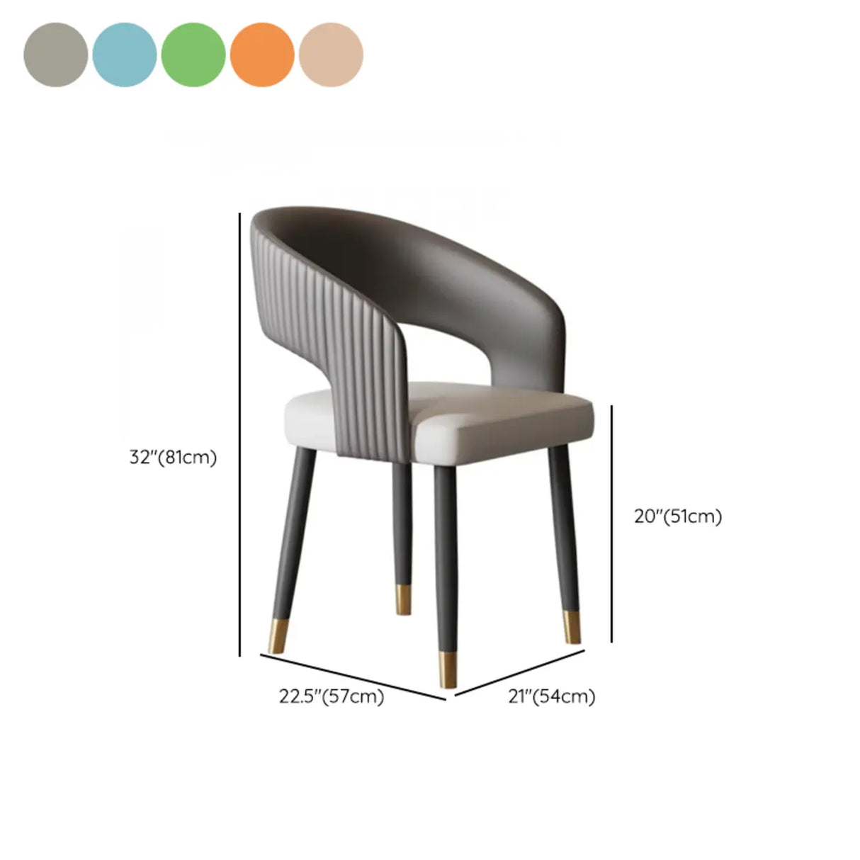 Open Curved Ribbed Back Faux Leather Dining Chairs