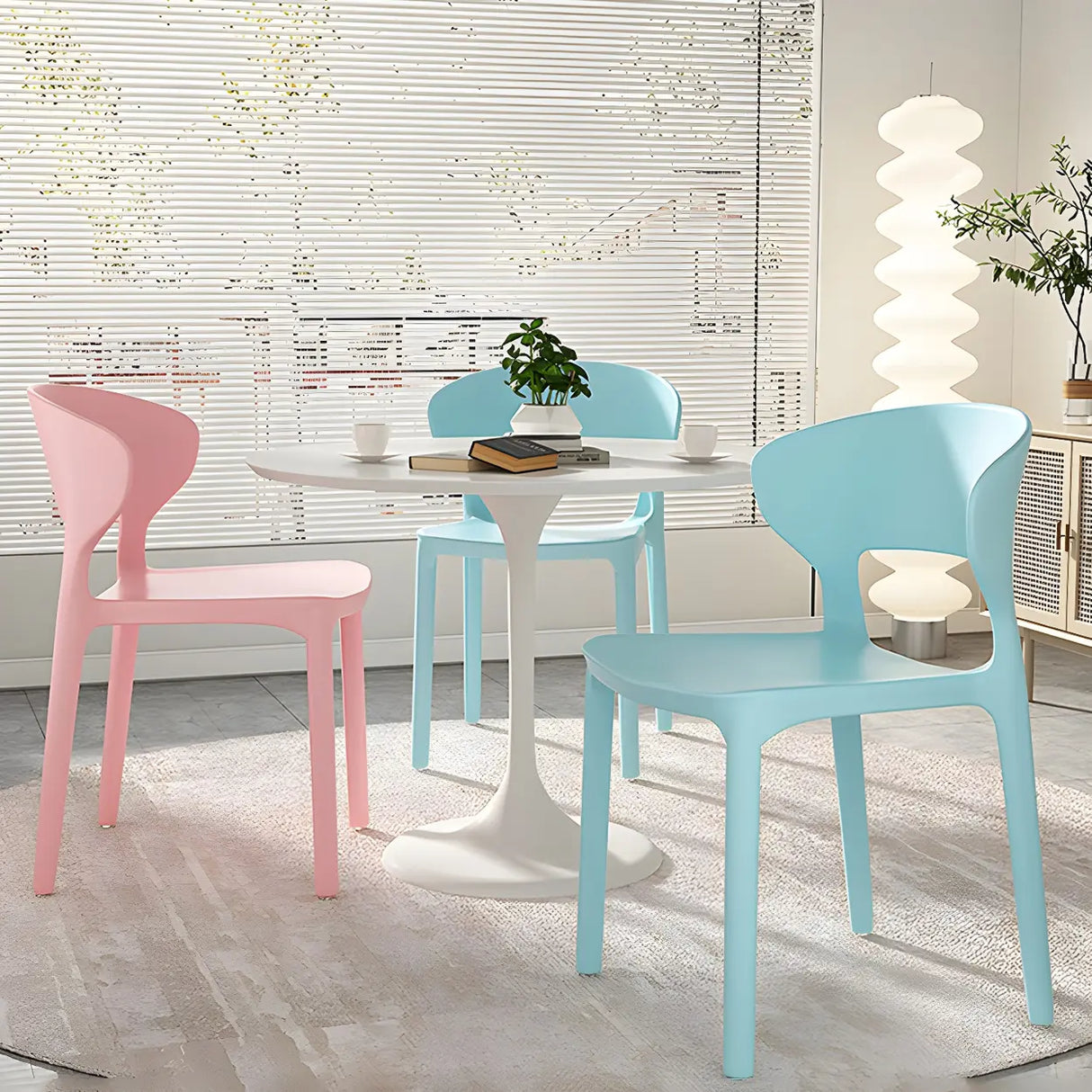 Open Low Back Armless Dining Side Chair in Multi-Color Image - 17