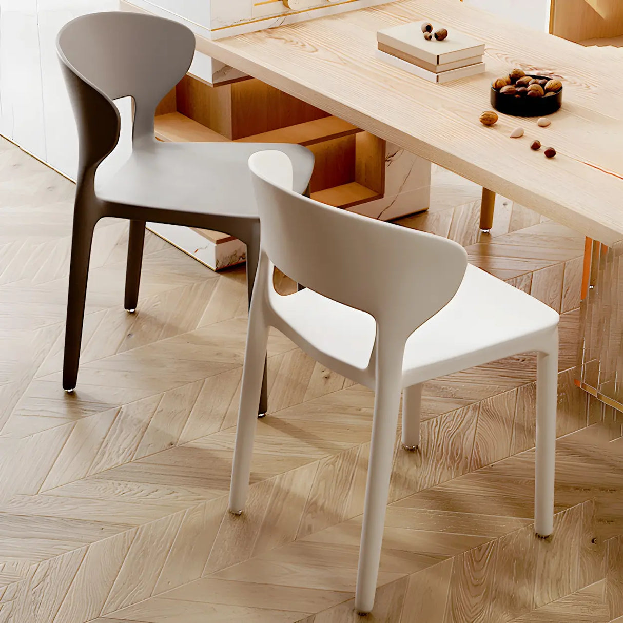 Open Low Back Armless Dining Side Chair in Multi-Color Image - 1