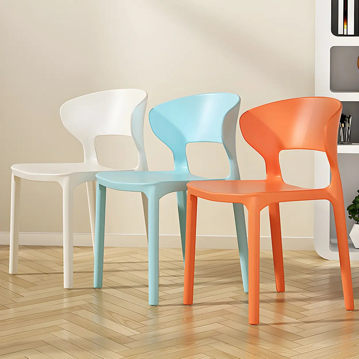 Open Low Back Armless Dining Side Chair in Multi-Color Image - 3