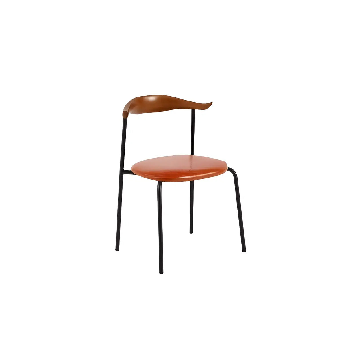 Open Low Back Faux Leather Steel Dining Side Chair Image - 10