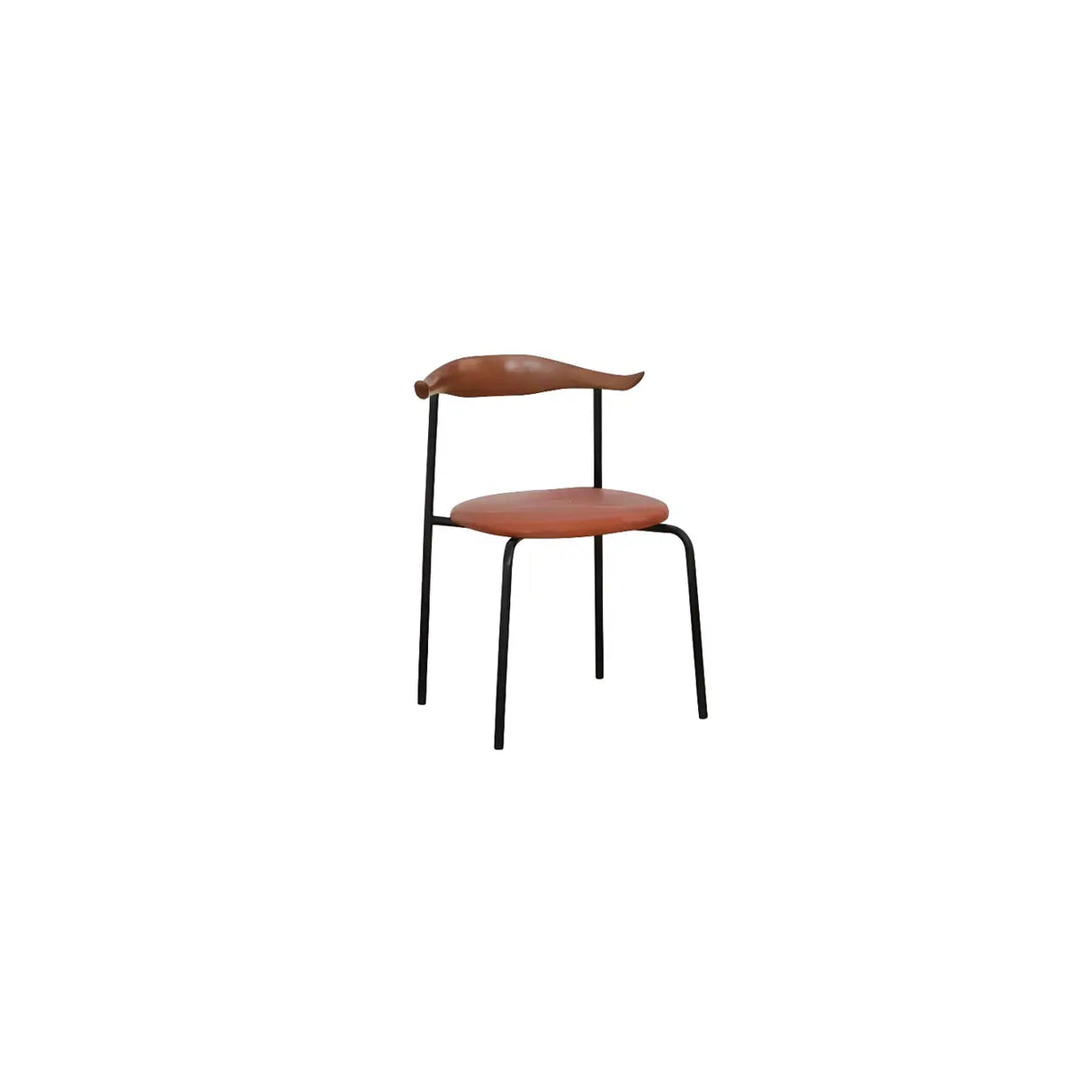 Open Low Back Faux Leather Steel Dining Side Chair Image - 12