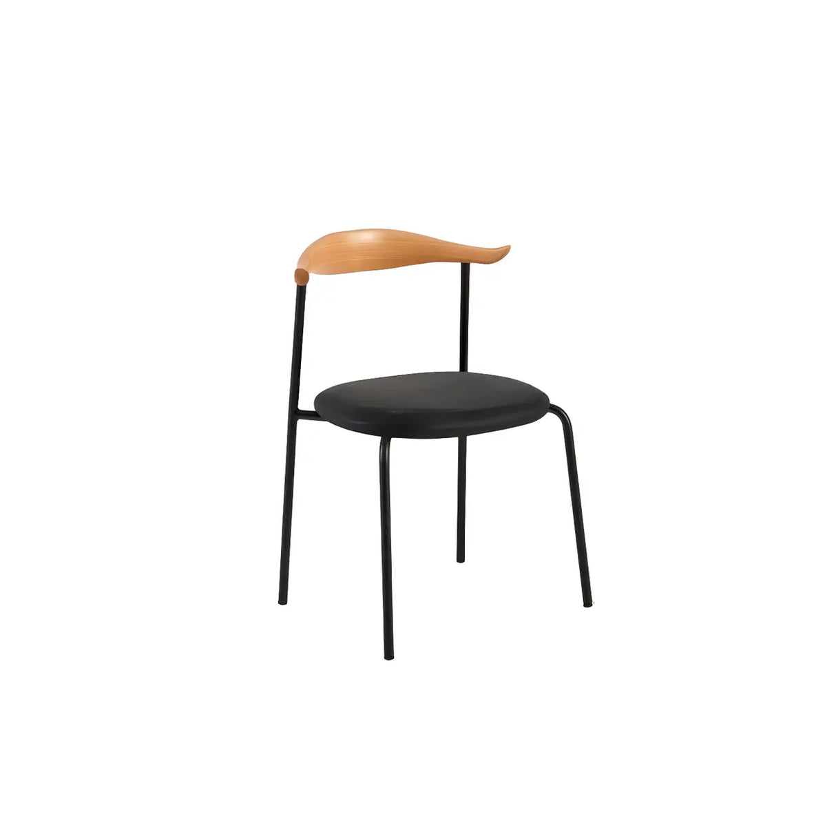 Open Low Back Faux Leather Steel Dining Side Chair Image - 14