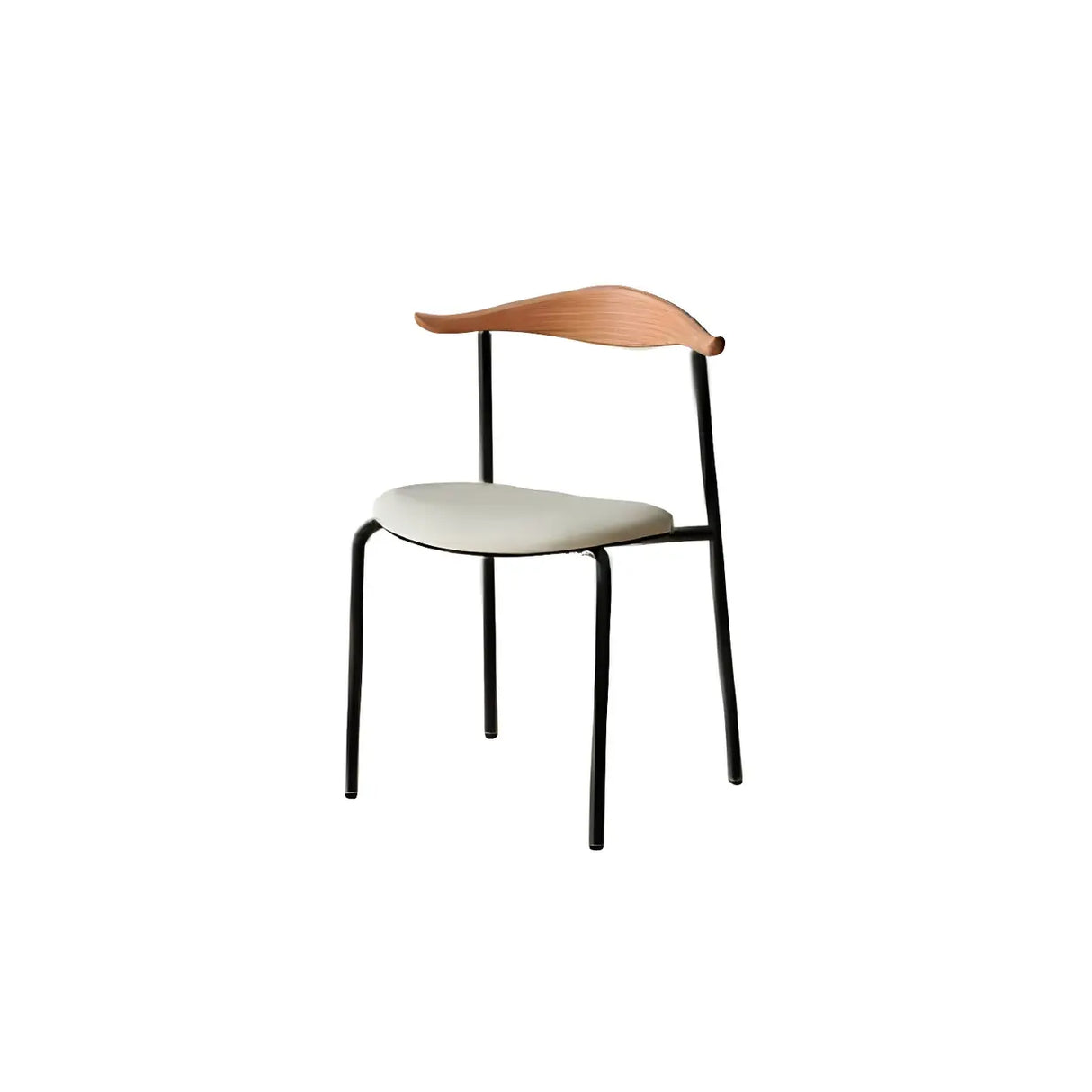 Open Low Back Faux Leather Steel Dining Side Chair Image - 16