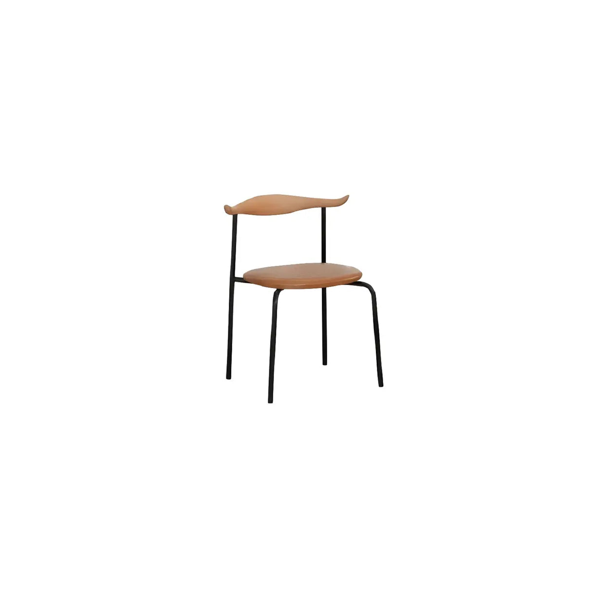 Open Low Back Faux Leather Steel Dining Side Chair Image - 17