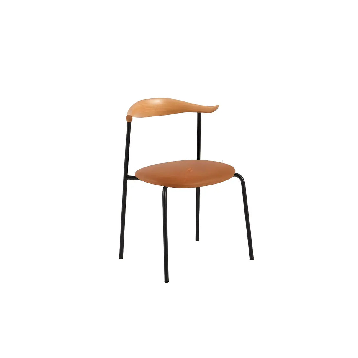 Open Low Back Faux Leather Steel Dining Side Chair Image - 18