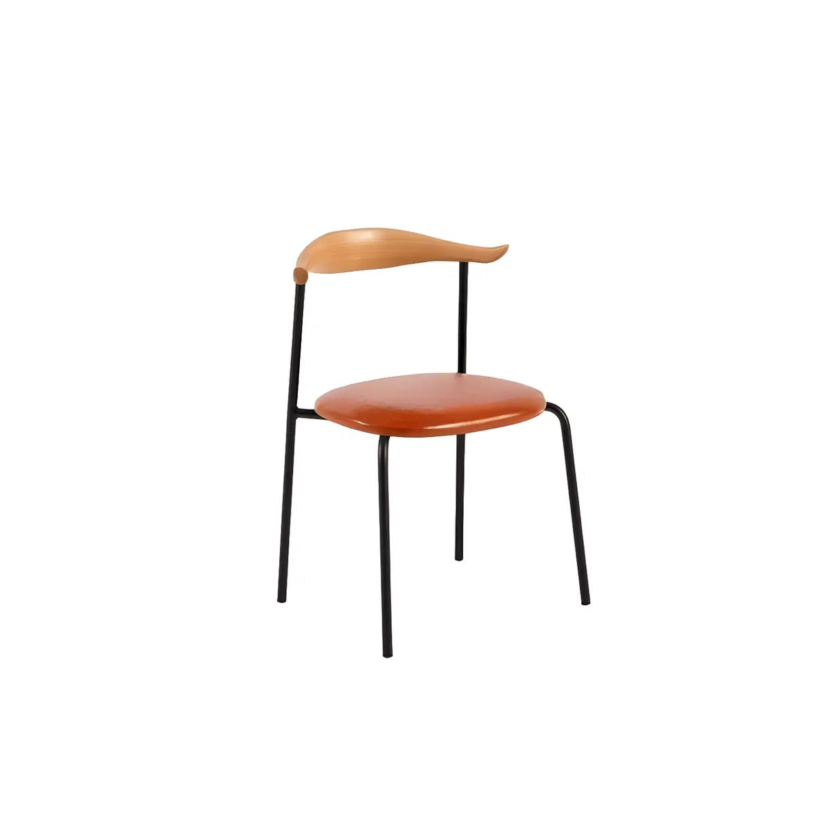 Open Low Back Faux Leather Steel Dining Side Chair Image - 19