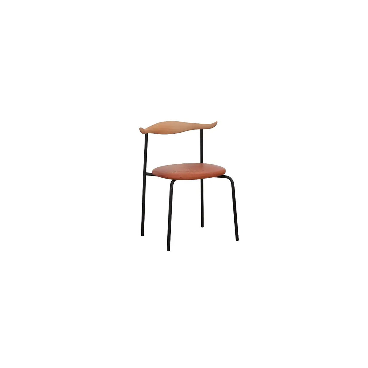 Open Low Back Faux Leather Steel Dining Side Chair Image - 20
