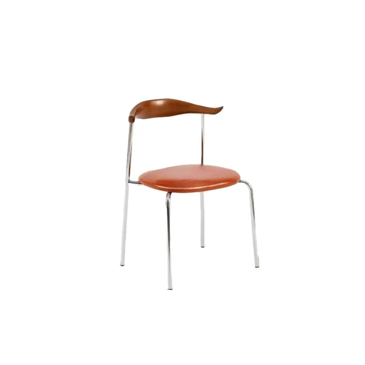 Open Low Back Faux Leather Steel Dining Side Chair Image - 25