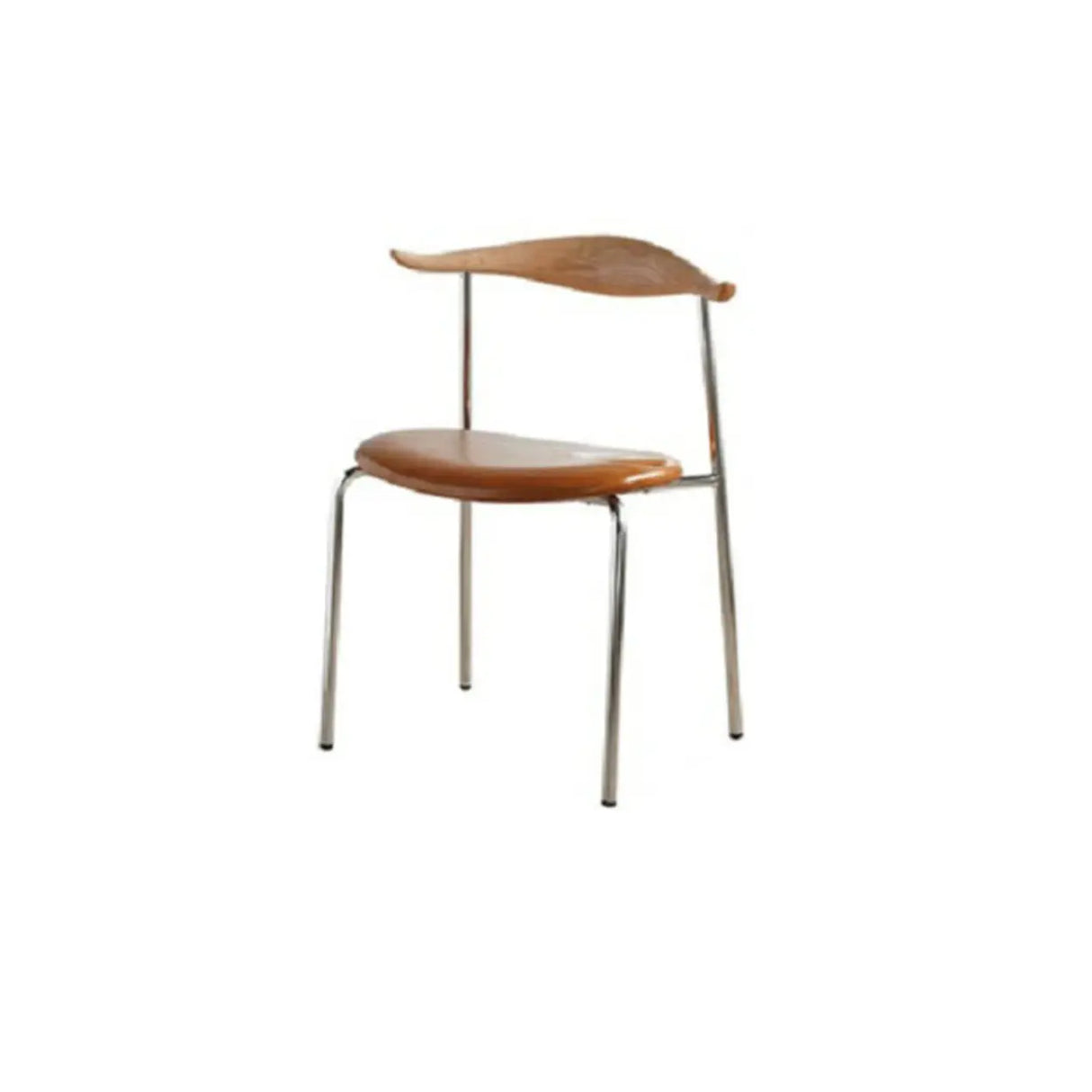 Open Low Back Faux Leather Steel Dining Side Chair Image - 29