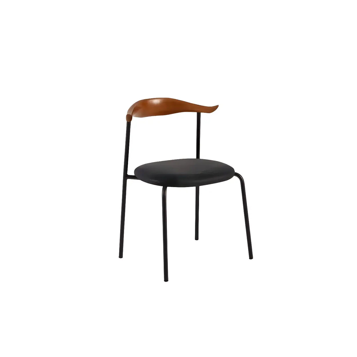 Open Low Back Faux Leather Steel Dining Side Chair Image - 2
