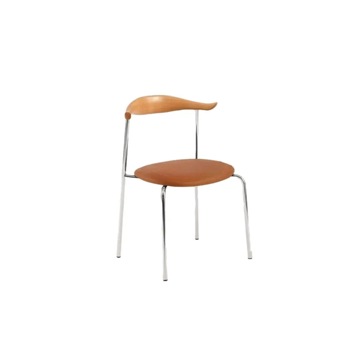 Open Low Back Faux Leather Steel Dining Side Chair Image - 30