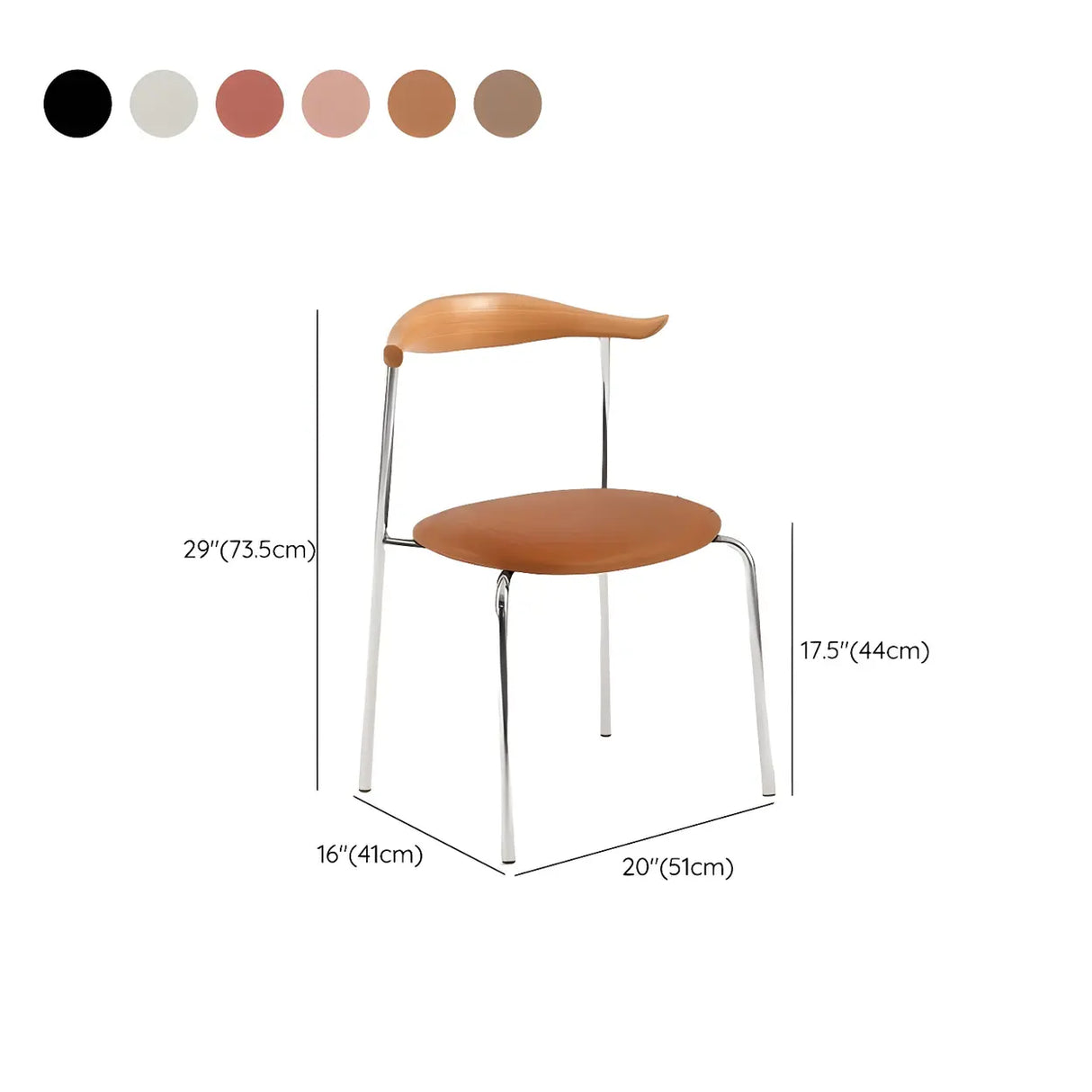 Open Low Back Faux Leather Steel Dining Side Chair